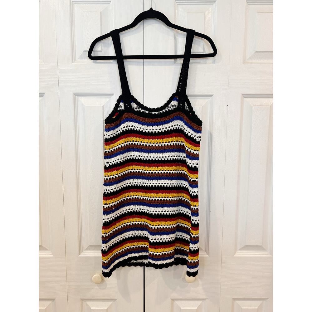 ZARA Striped Multicolored Crochet Mini Dress Size Small - Picture 4 of 7